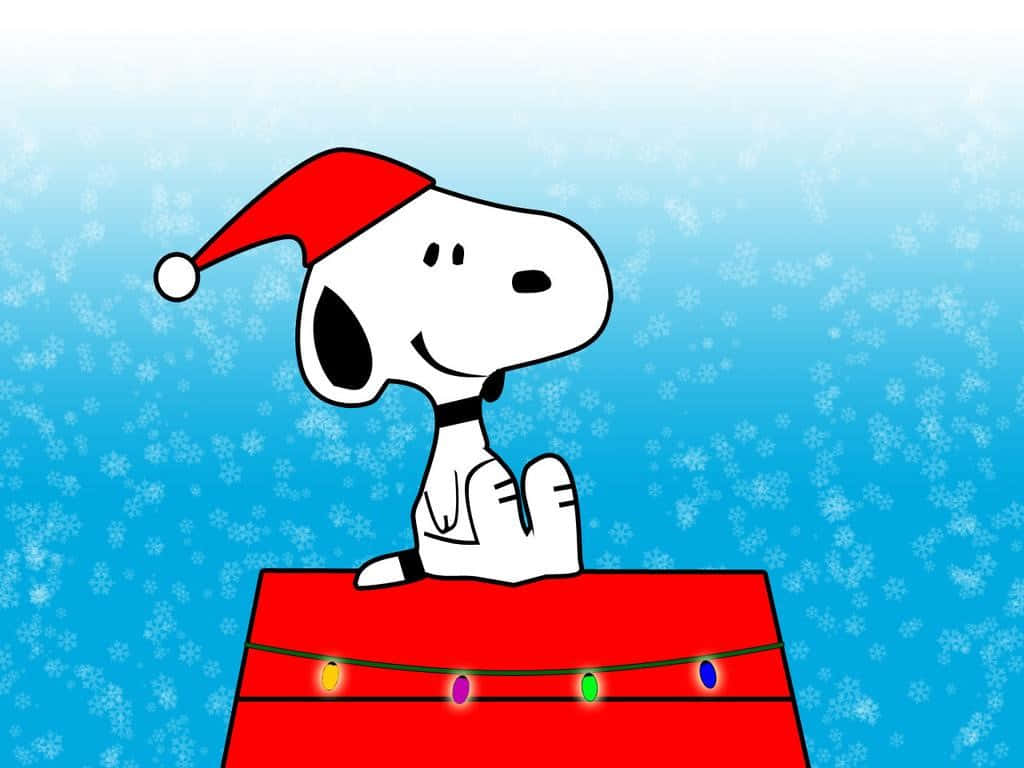 Christmas Cartoon Snoopy Dog With Santa Hat Picture