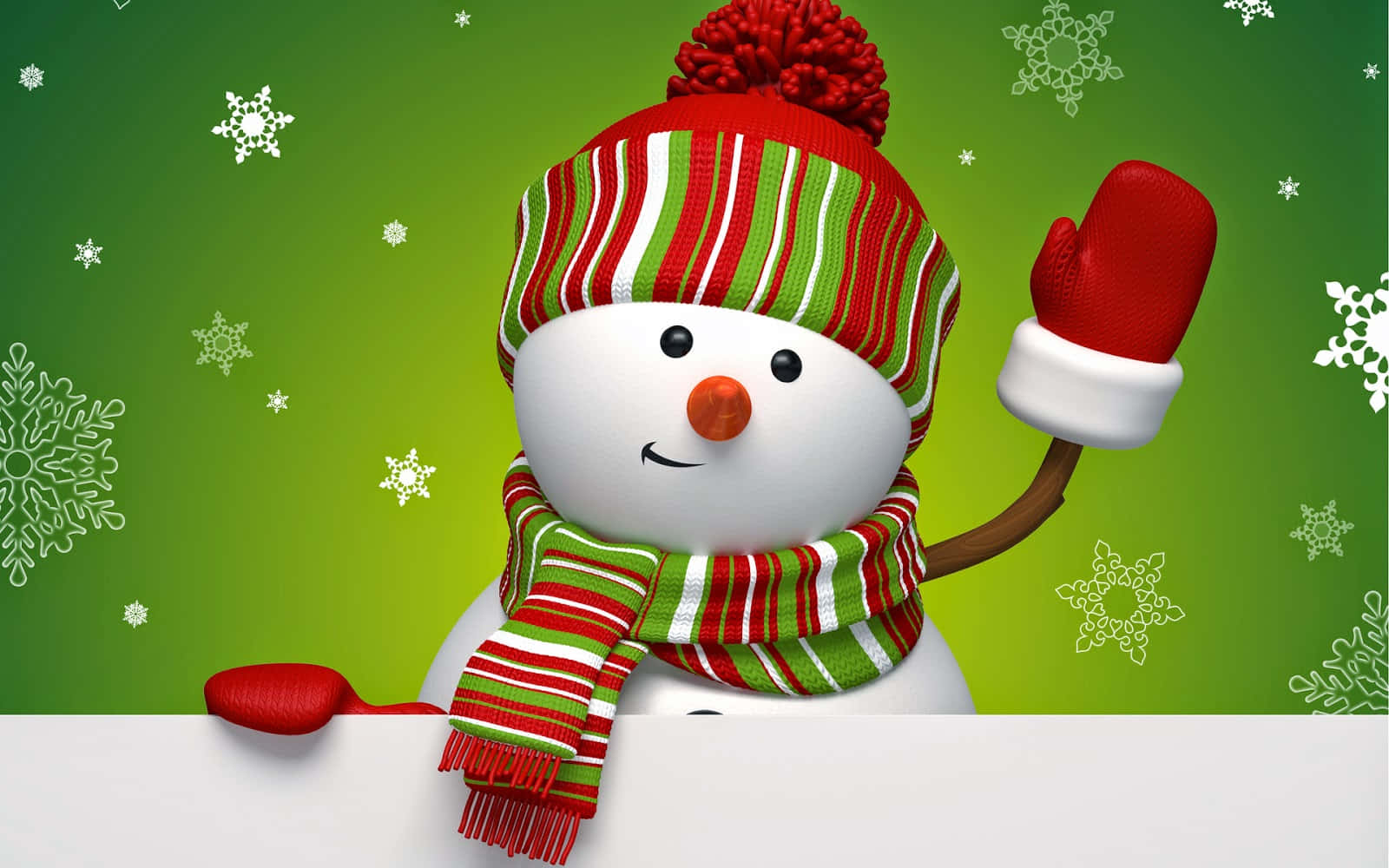 Jul Cartoon snemand vinker med Santa hat billede tapet