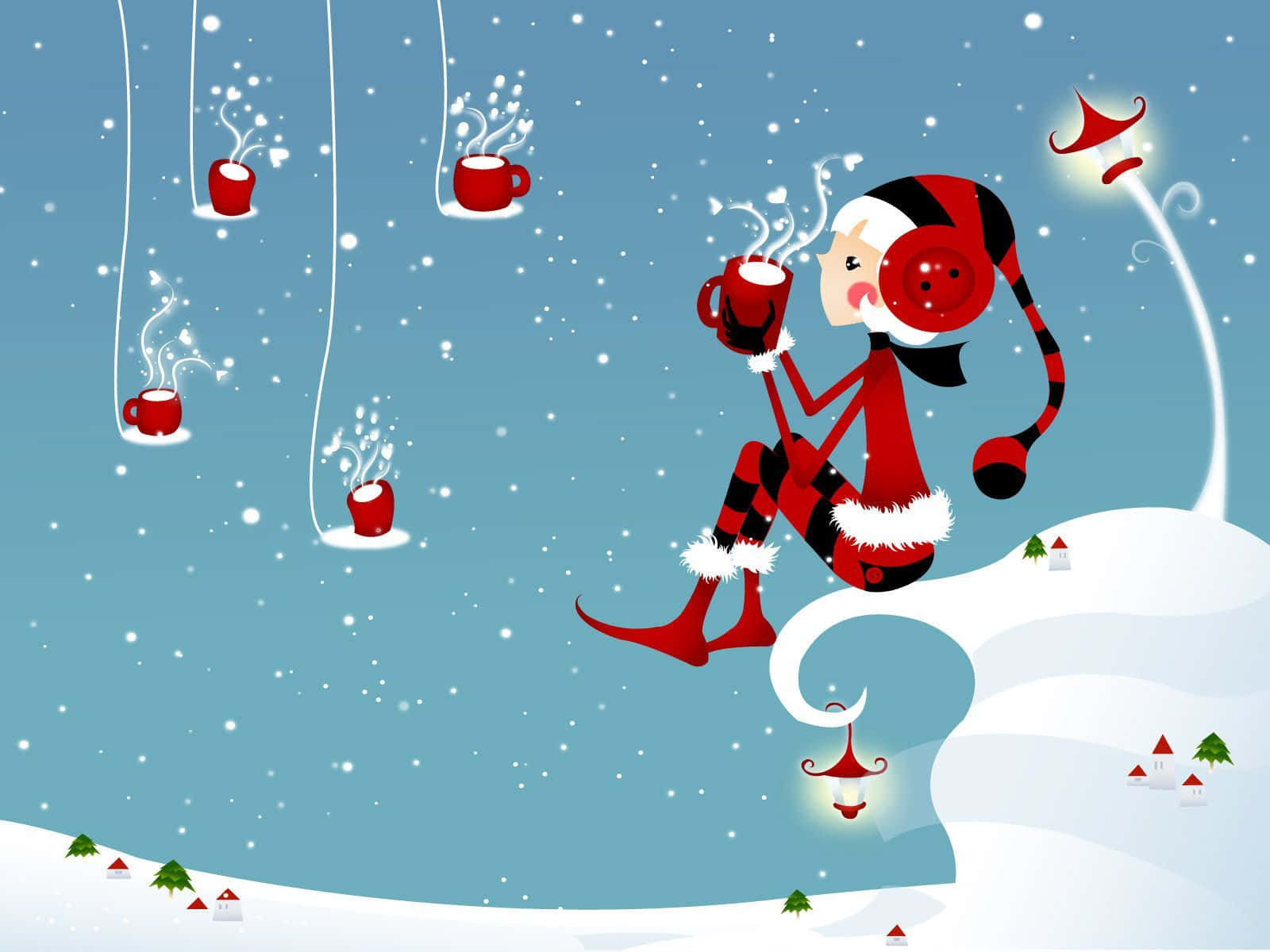 Immaginenatalizia Di Una Carina Ragazzina Elfo Di Babbo Natale In Versione Cartone Animato.