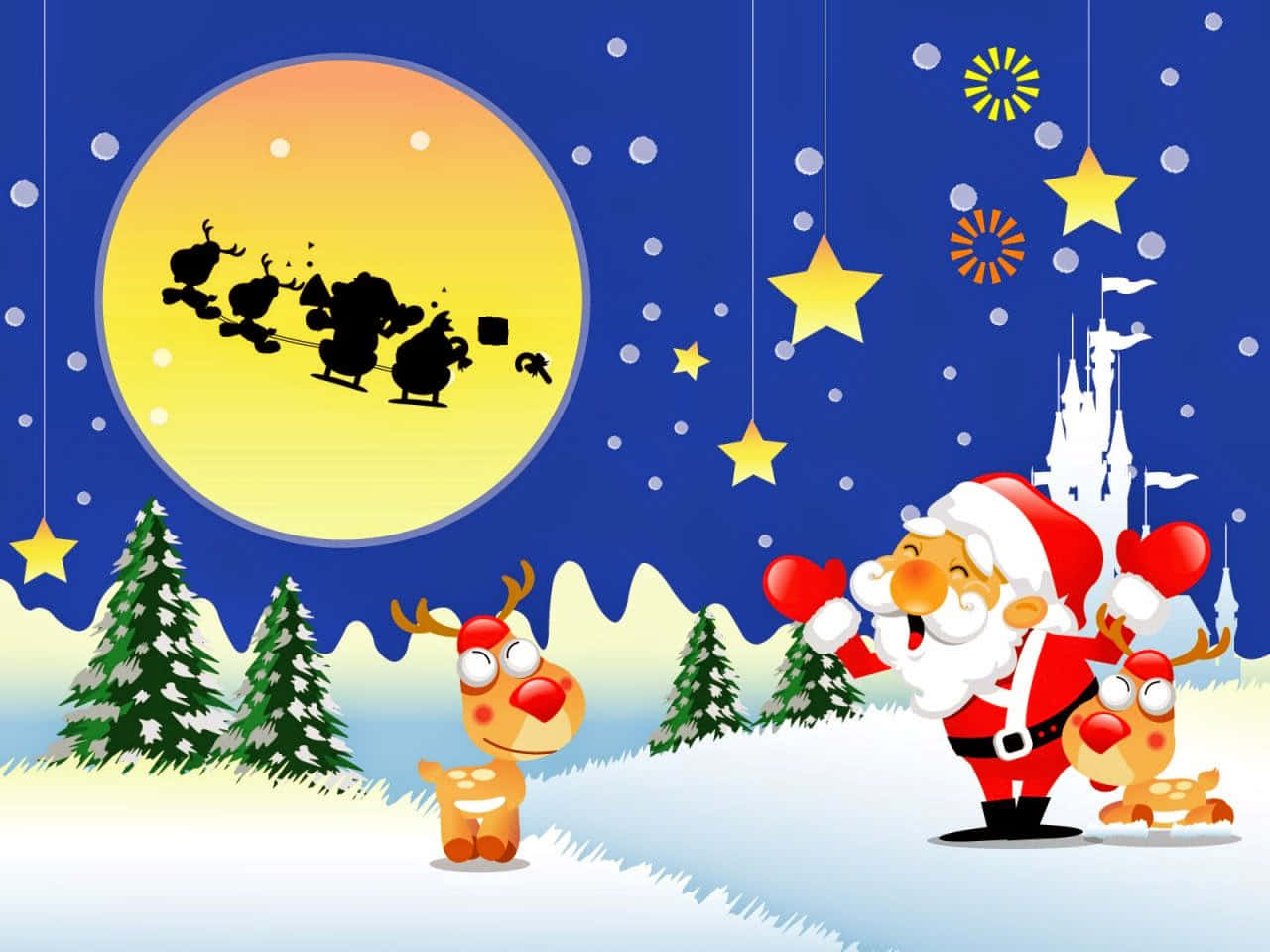 Christmas Cartoon Santa Claus Sleigh Picture
