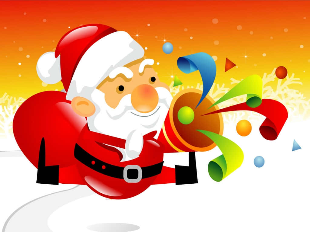 Immaginedi Natale Con Un Cartone Animato Di Babbo Natale Che Celebra Le Festività.