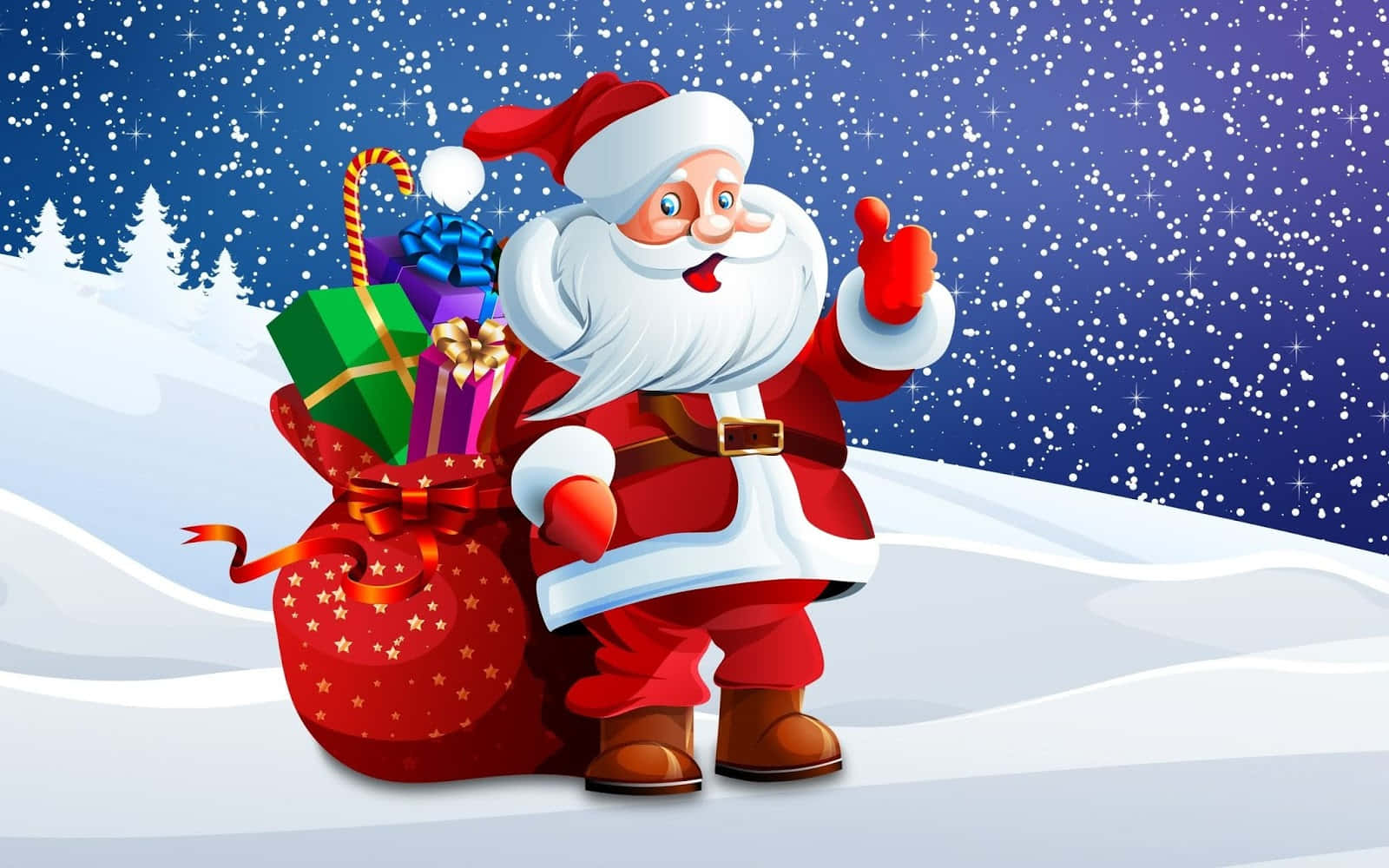 Christmas Cartoon Santa Claus Snowing Holiday Picture