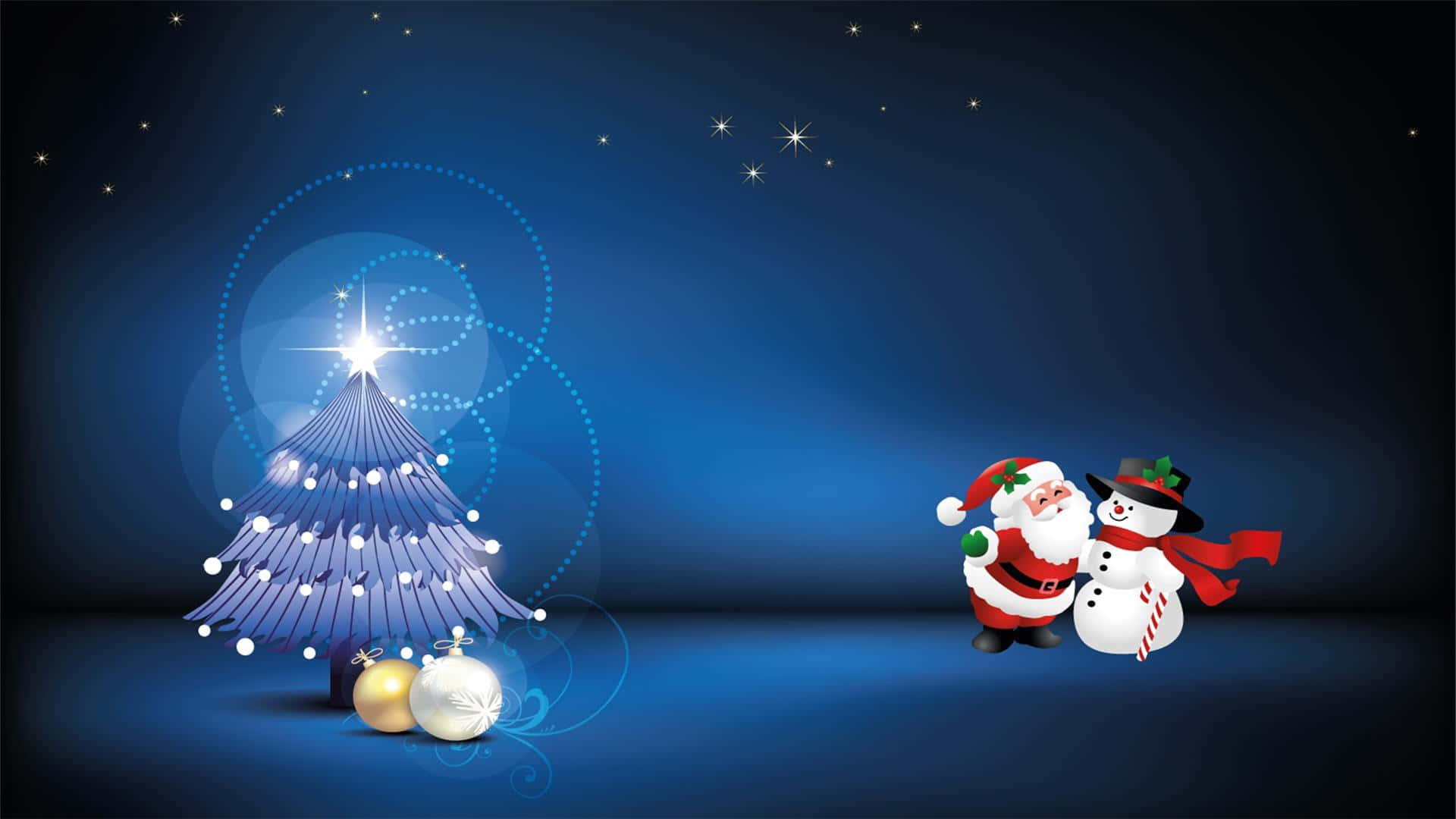 Christmas Cartoon Santa Snowman Dancing Picture