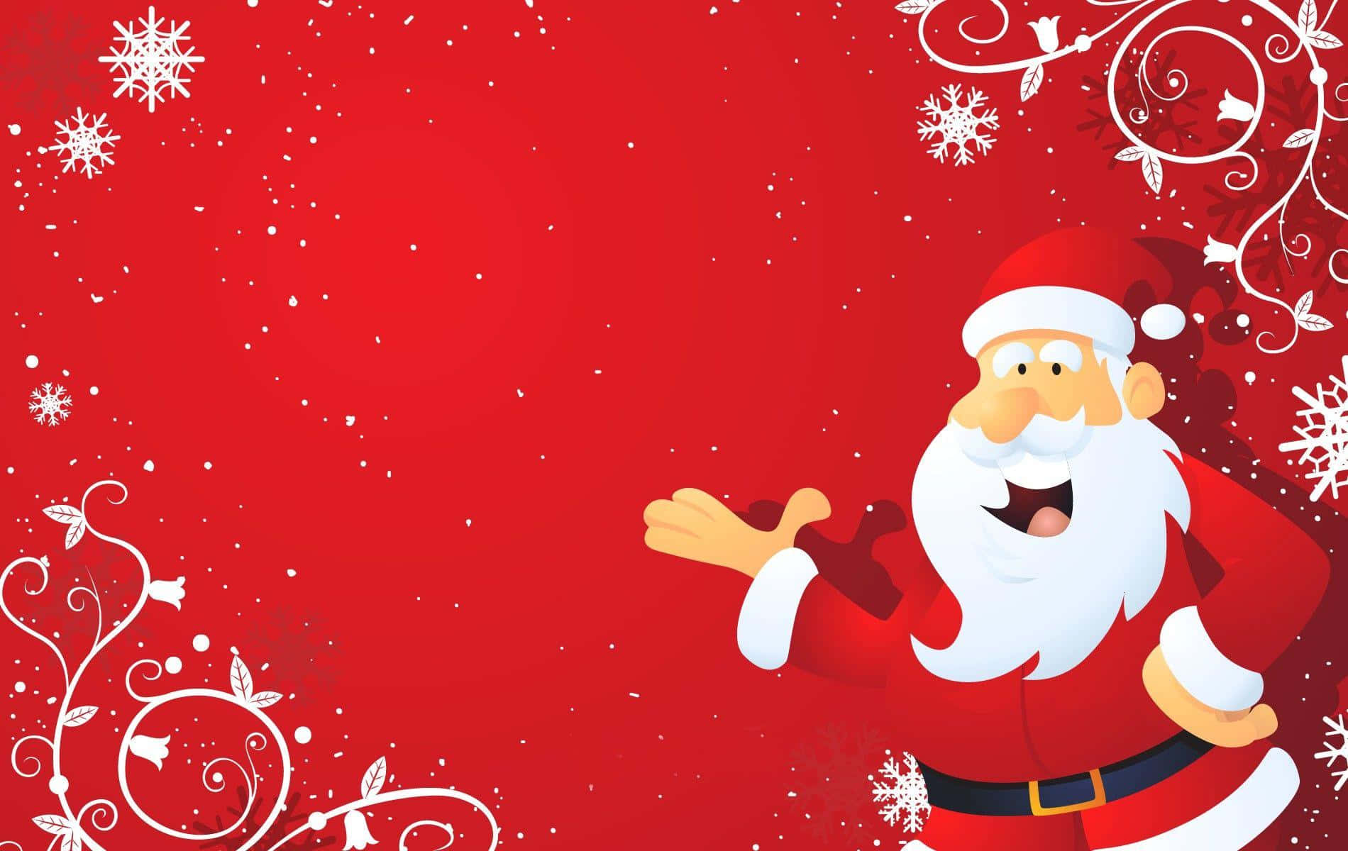 Weihnachtscartoon-bild Des Weihnachtsmanns Auf Rotem Hintergrund