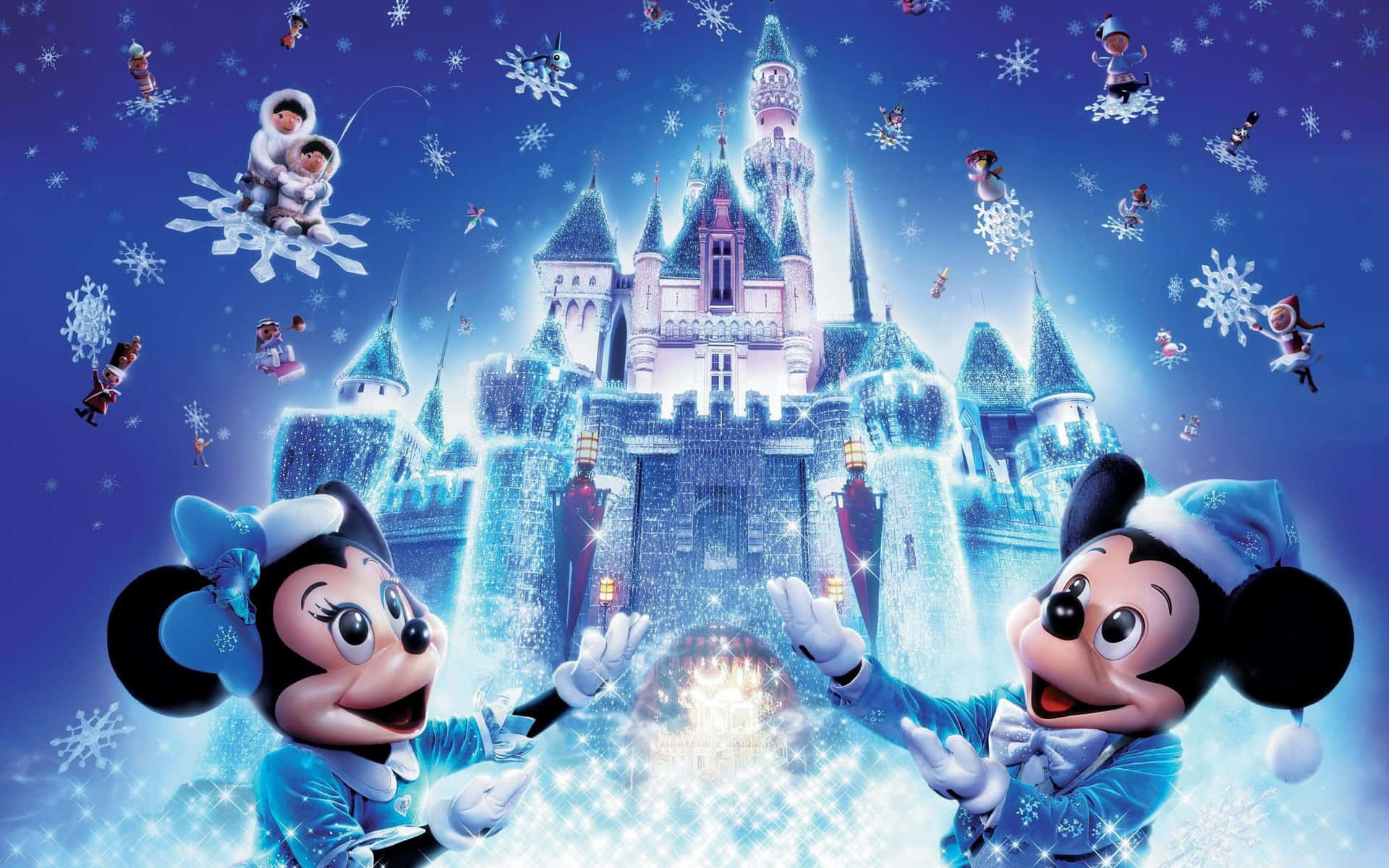 Weihnachtscartoon-bild Von Minnie Und Mickey Mouse