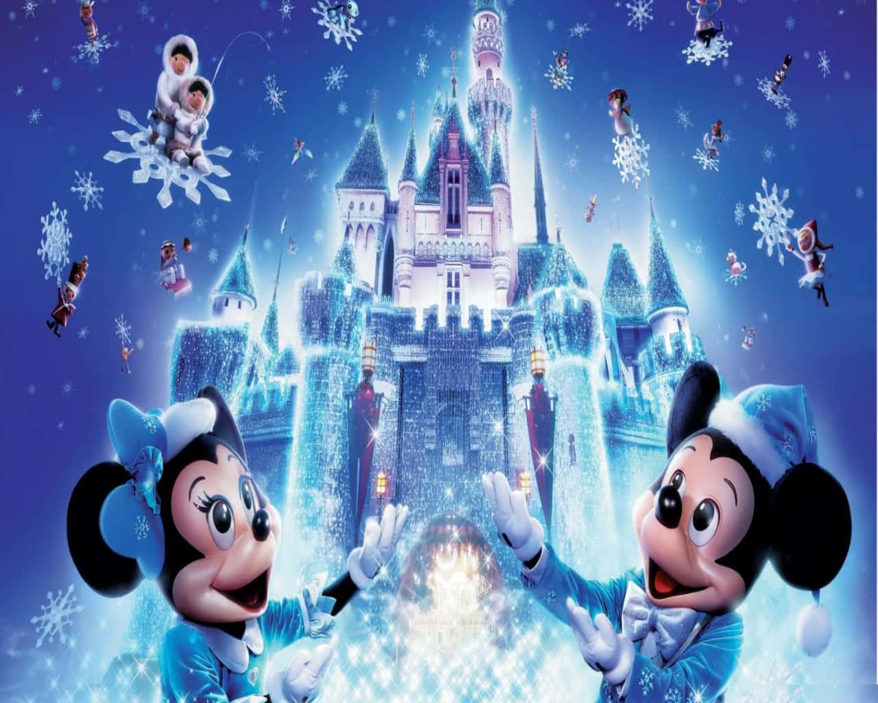 Weihnachtencartoon Disney Auf Eis Wallpaper
