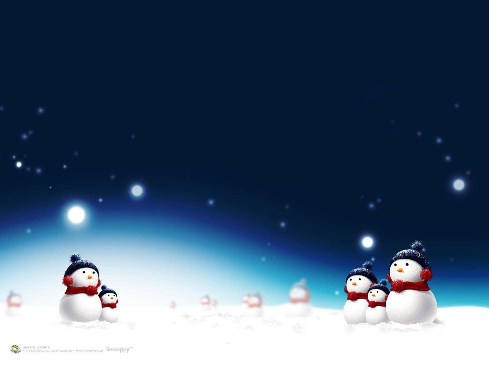 Weihnachtlichecartoon-landschaft Für Den Desktop Wallpaper