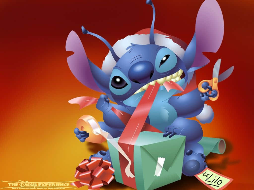 Weihnachtlichercartoon Von Disney Stitch Alien Wallpaper