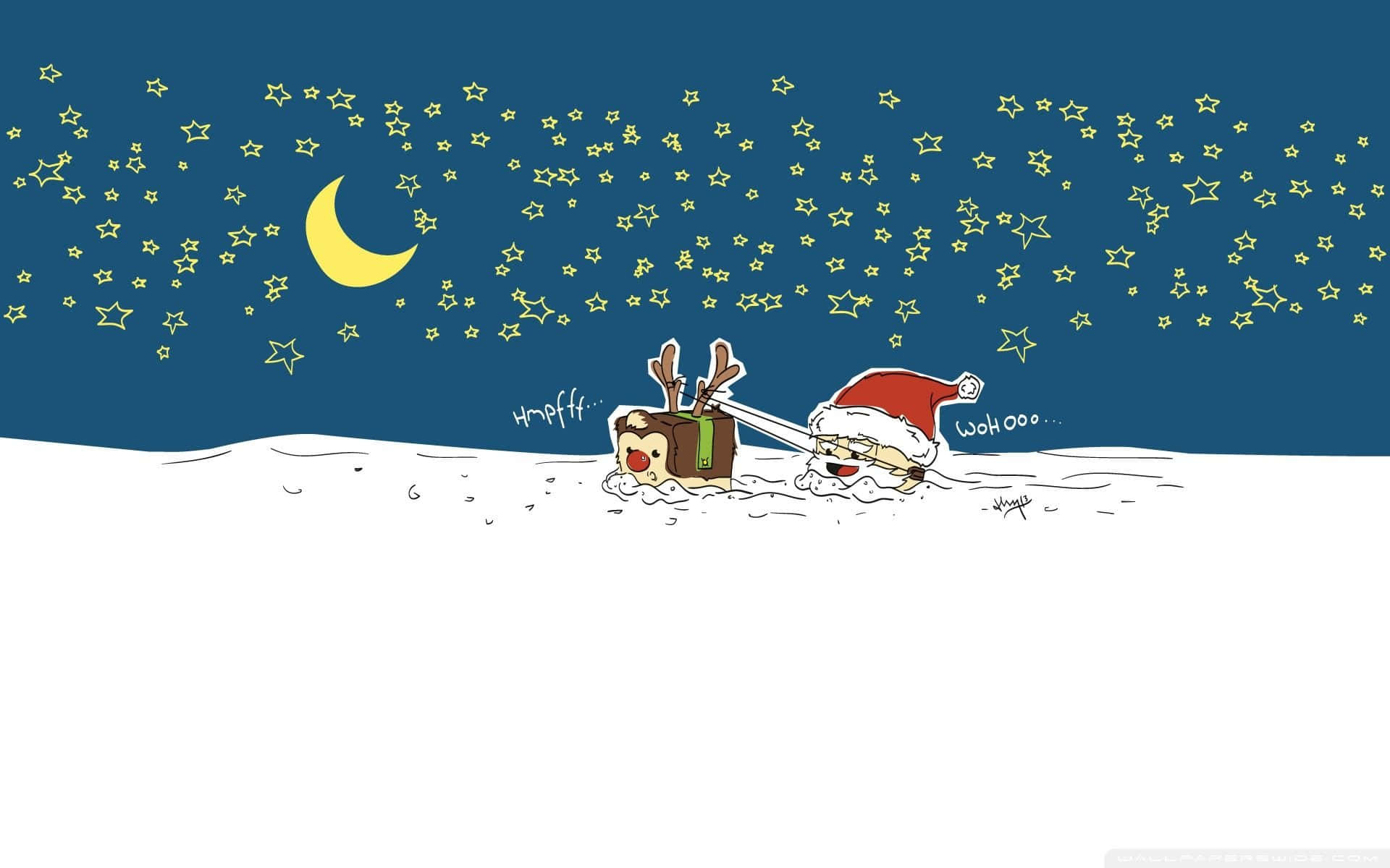 Papelde Parede De Natal Com Desenho Animado Fofo Do Papai Noel. Papel de Parede