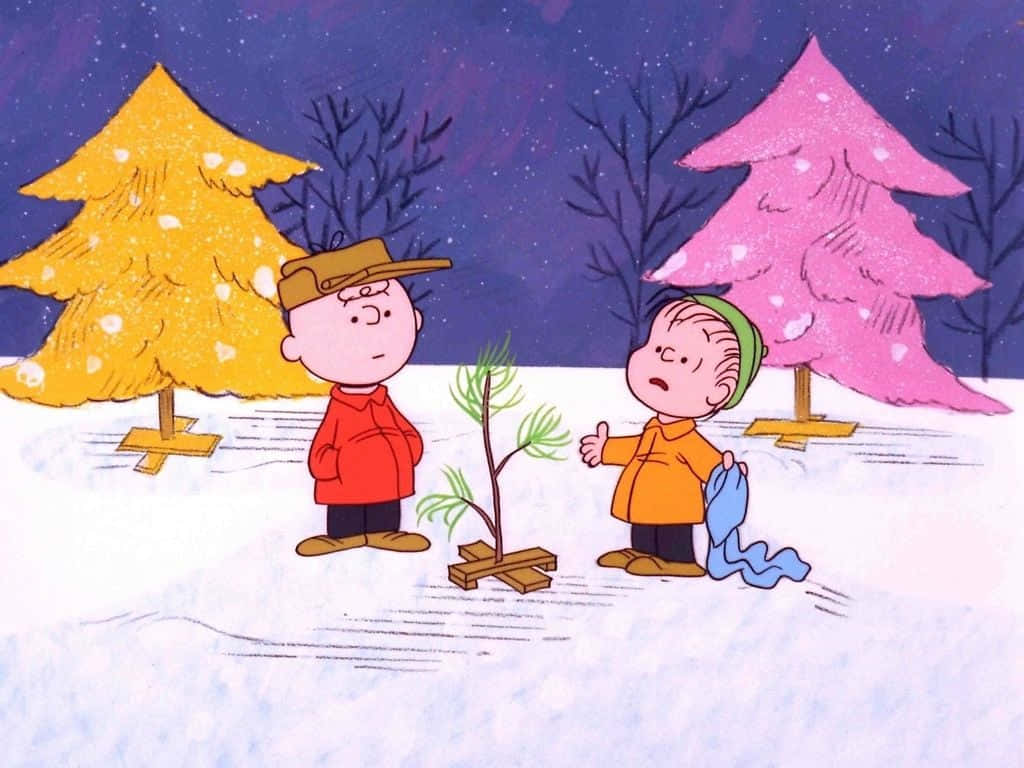 Jultecknad Serie Figurerna Charlie Brown Och Linus Van Pelt Som Mobilskärmsbild Eller Datorskärmsbild. Wallpaper