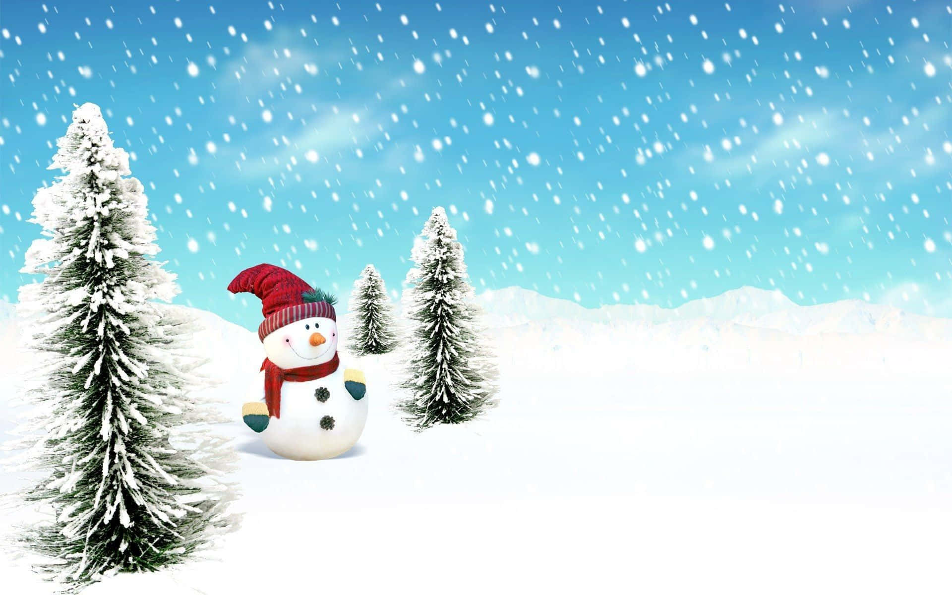 Christmas Cartoon White Snowfall Wallpaper