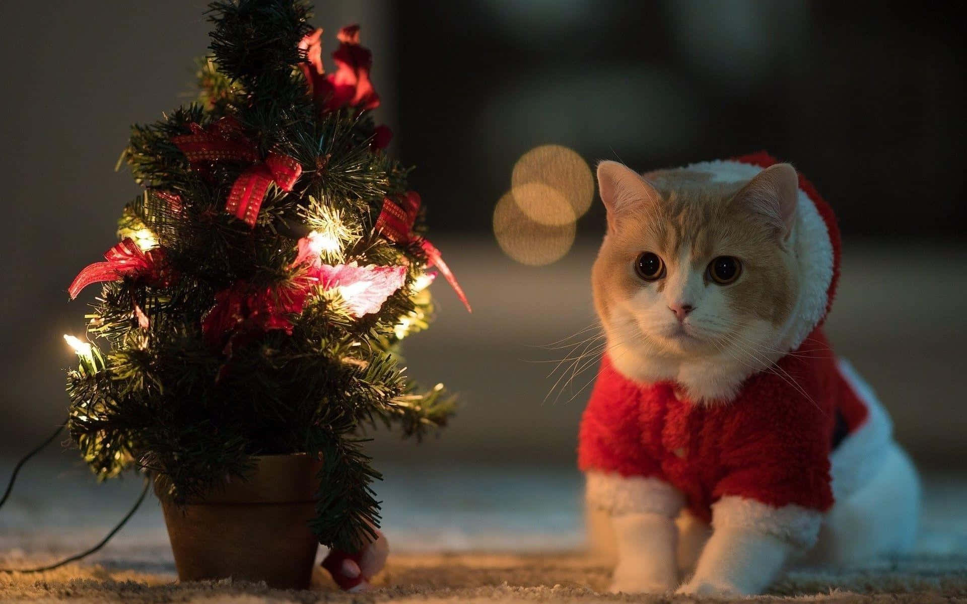 Christmas Furry Cat Picture