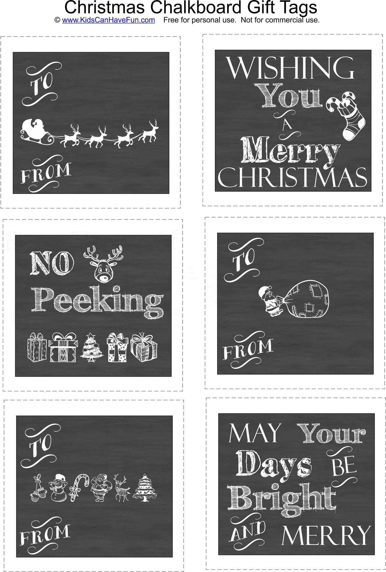 Christmas Chalkboard Gift Tags Printable PNG