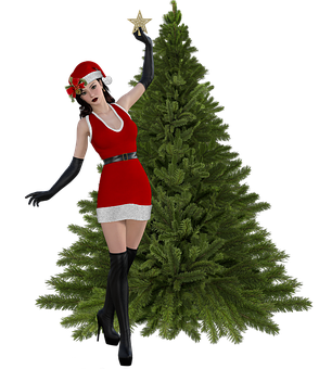 Christmas Character Decorating Tree PNG