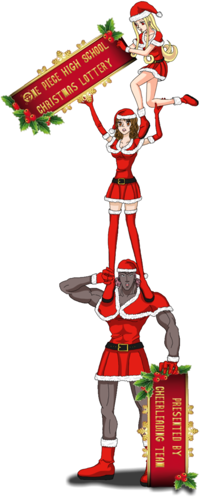 Christmas Cheerleader Pyramid Formation PNG