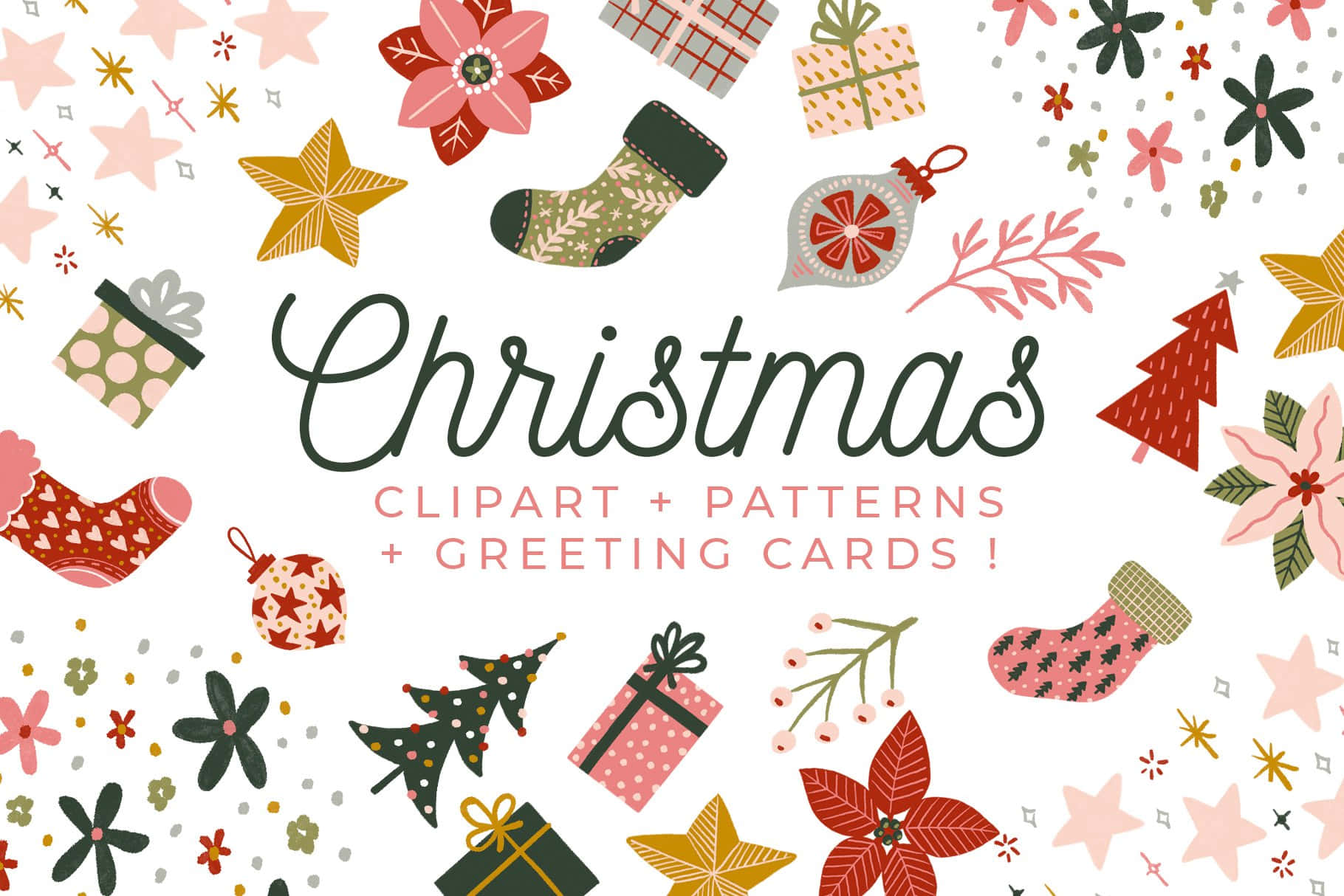 christmas clipart patterns and greeting cards