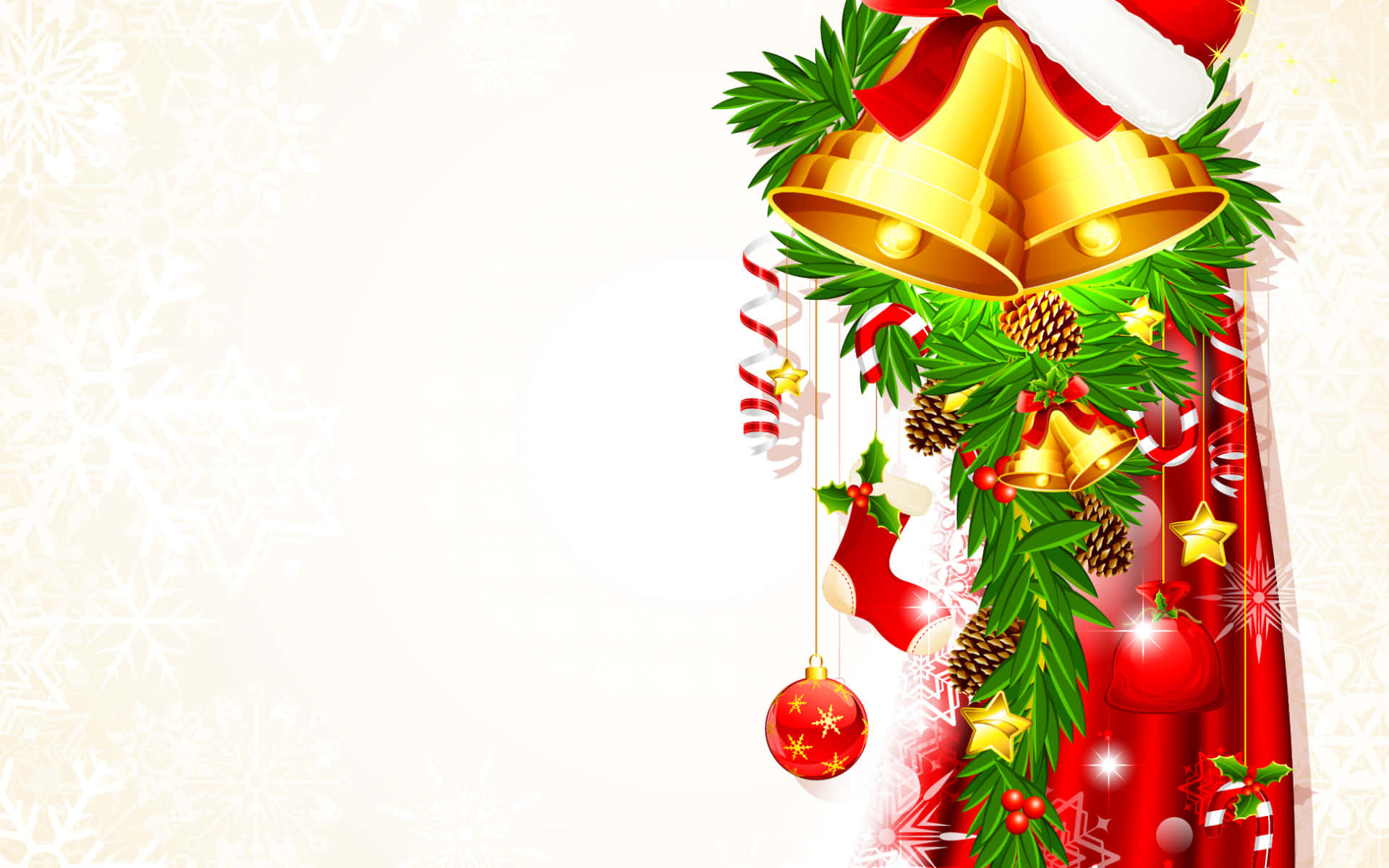 Jule baggrund med klokker og dekorationer