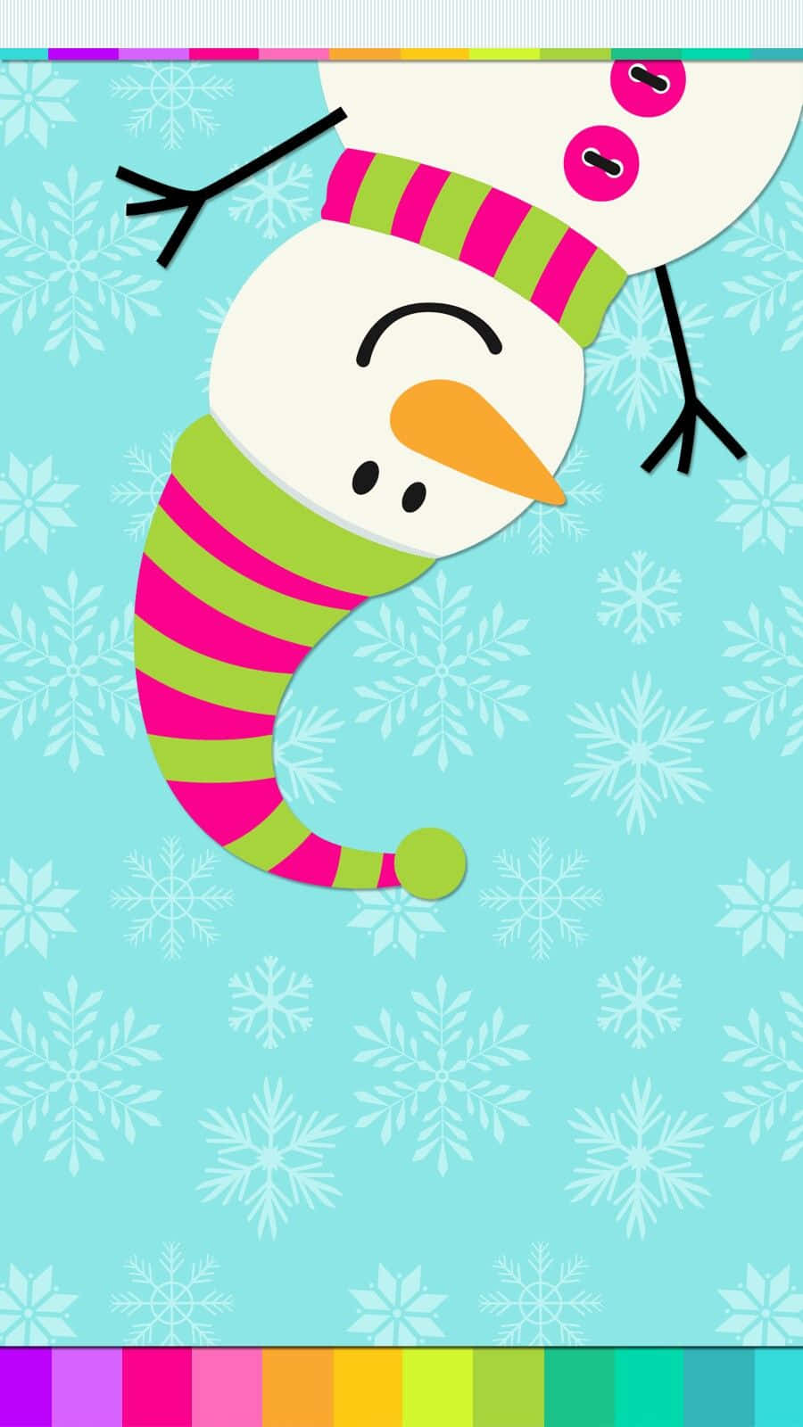 a snowman with a colorful background