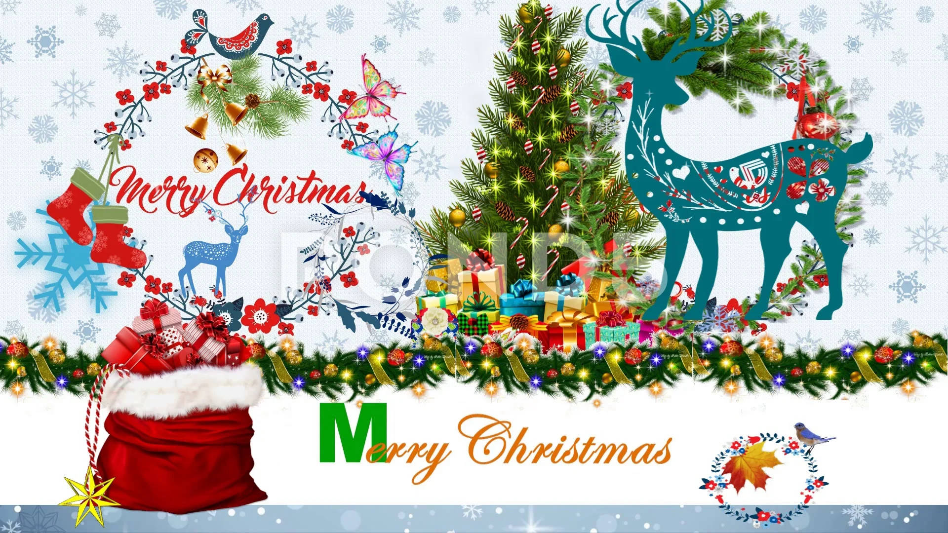 Christmas Collage Greeting Card Wallpaper