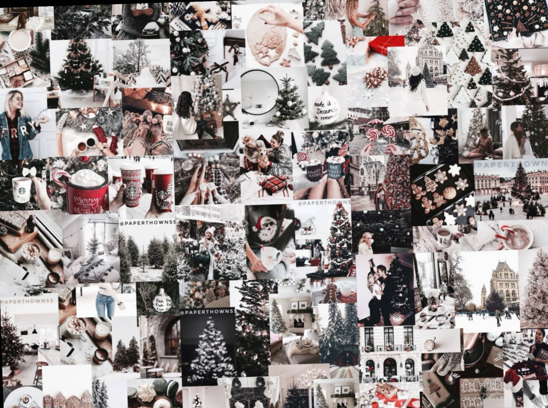 Christmas Collage In Greyscale Wallpaper