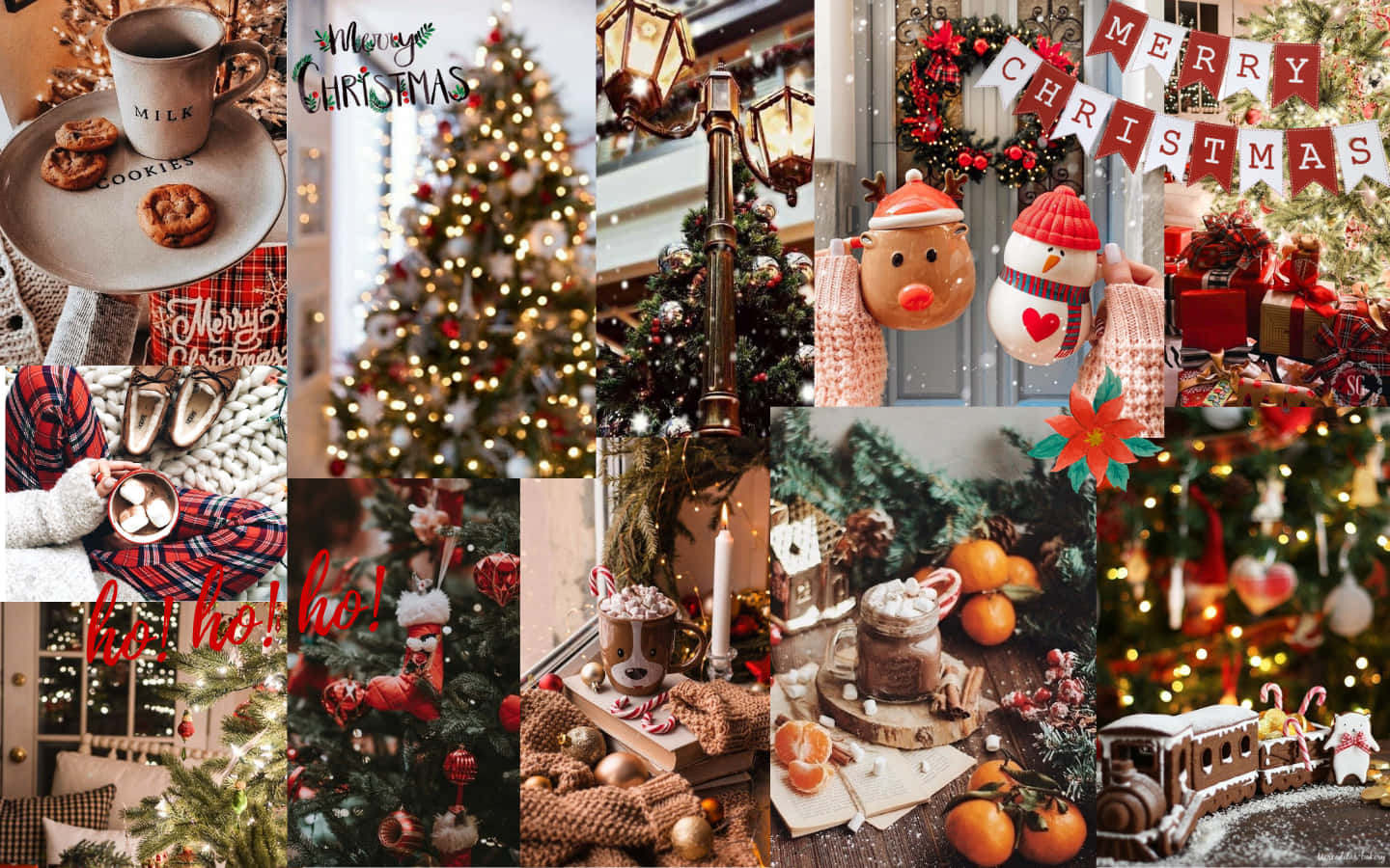 Fejrer julen sæsonen med et jule collage bærbar baggrundsbillede. Wallpaper