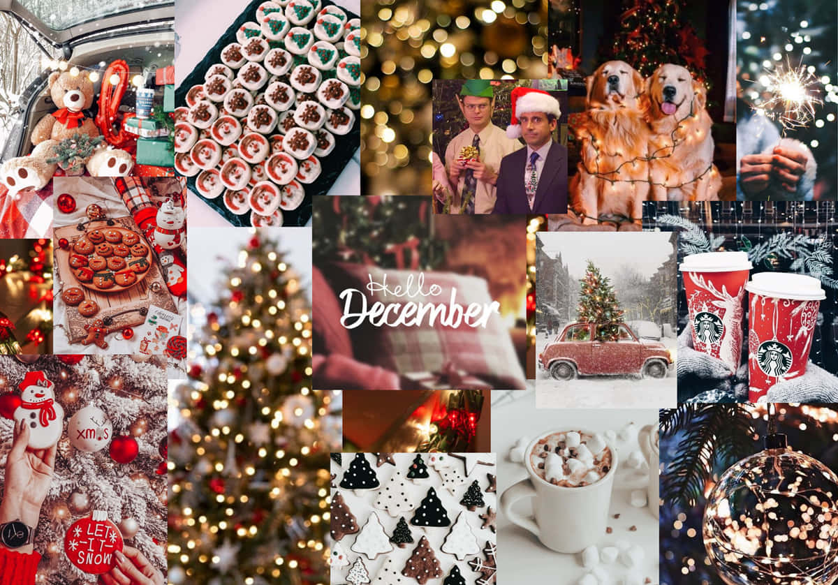Wunderschöndekoriertes Weihnachts-collage-laptop Wallpaper
