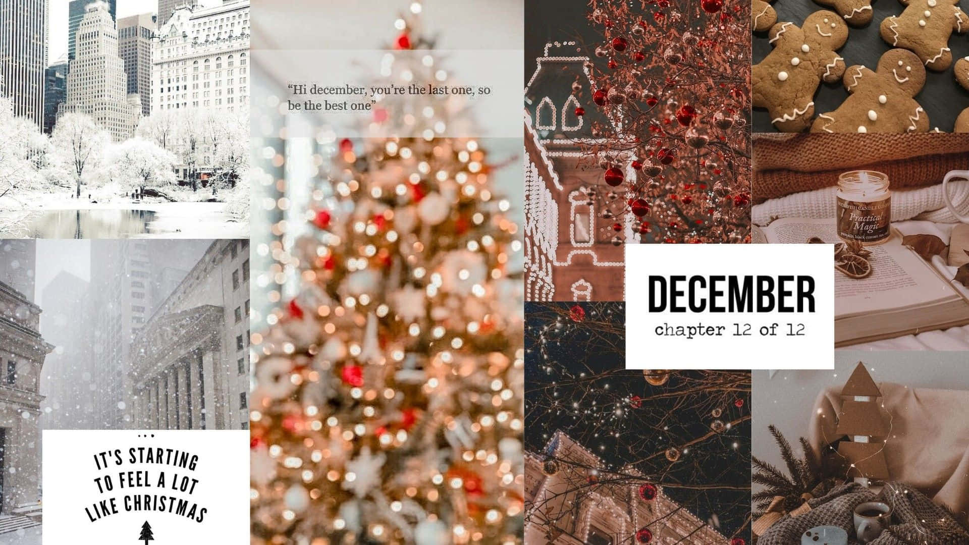 Christmas Collage Laptop December Vibes Wallpaper