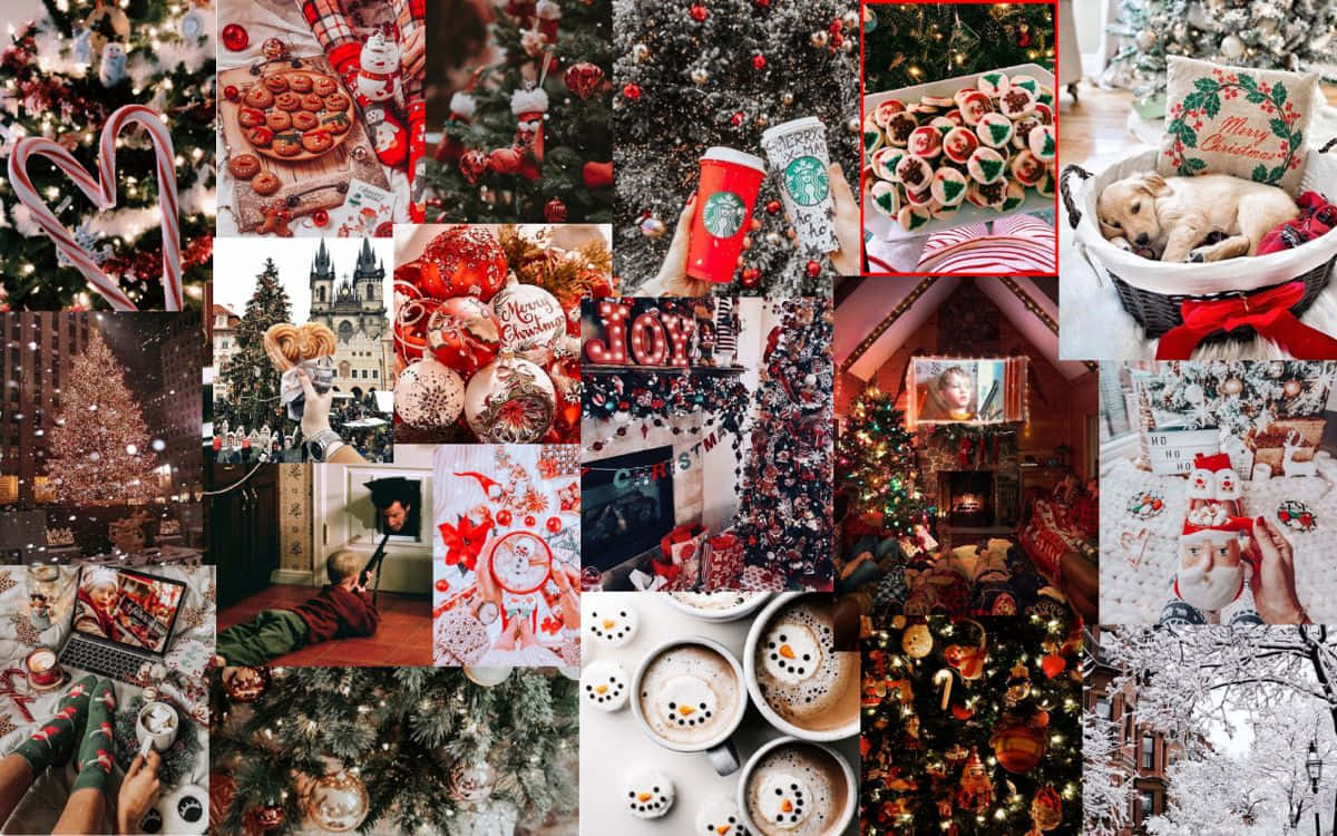 Celebrate the Holidays with a Christmas Collage Laptop Wallpaper