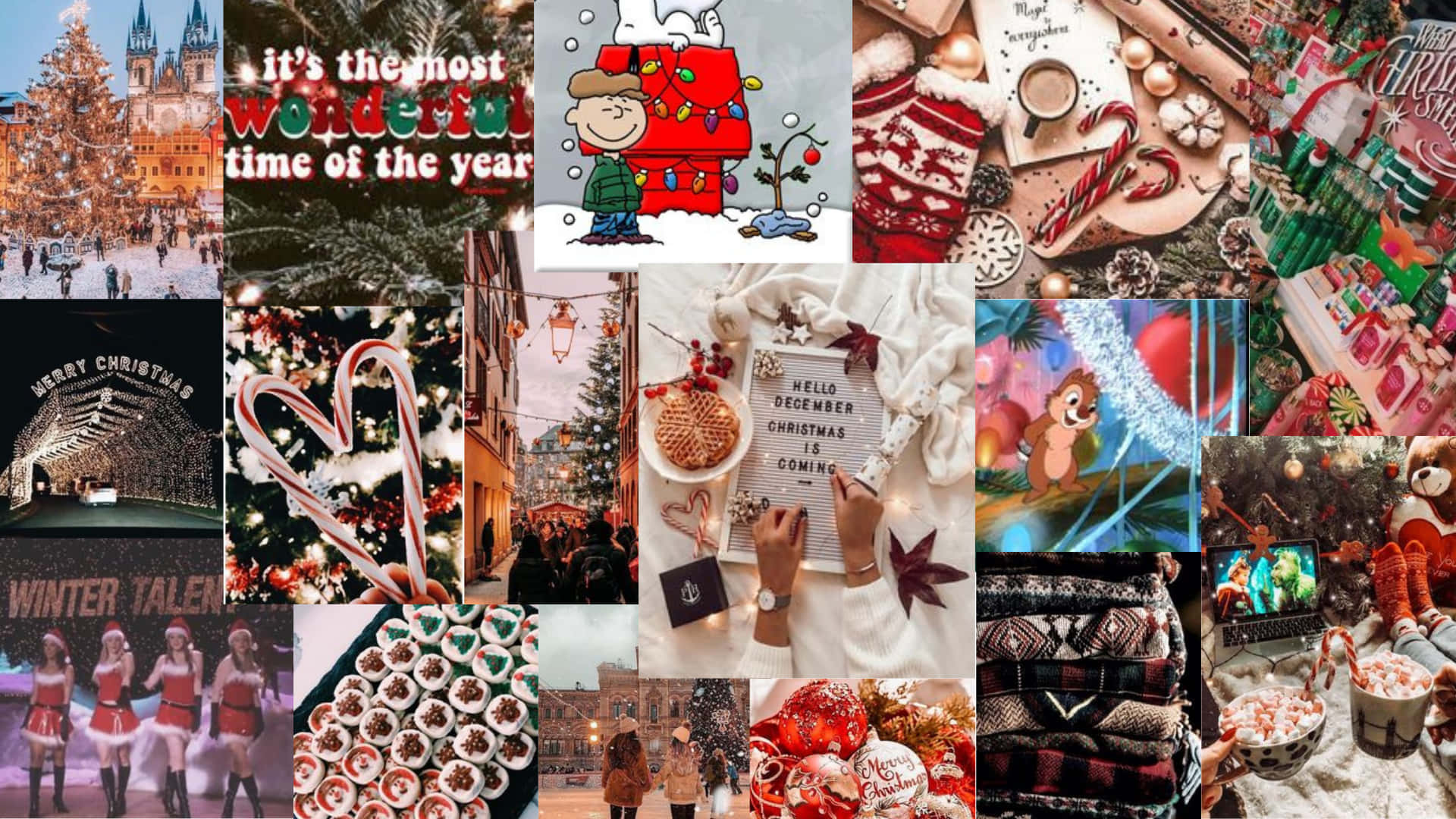 Spice Up Your Holiday Decor with a Christmas Collage Laptop Wallpaper