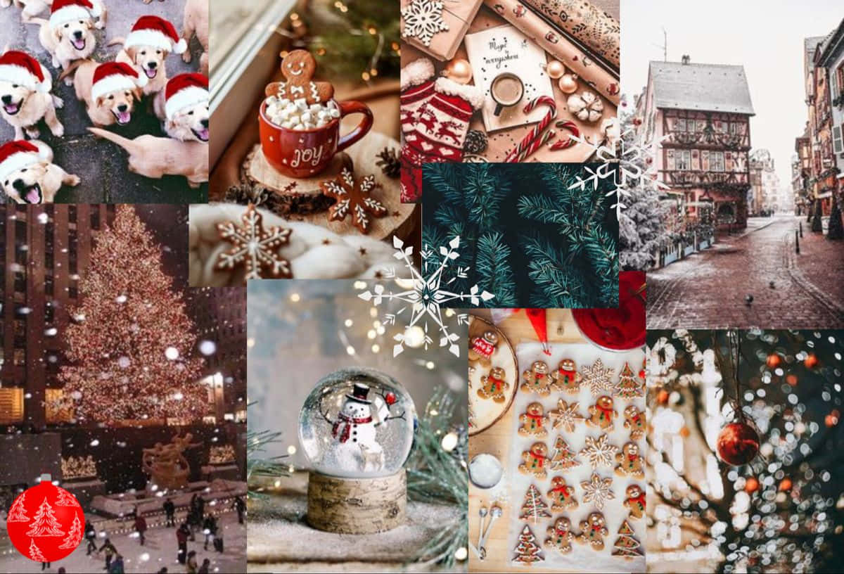 Verbreitensie Vorweihnachtliche Stimmung Mit Einem Fröhlichen Collage-laptop! Wallpaper