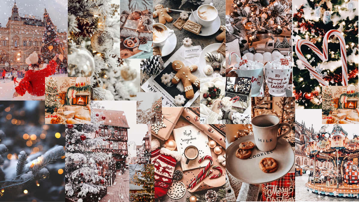 Christmas Collage With Many Pictures Of Christmas Decorations Wallpaper