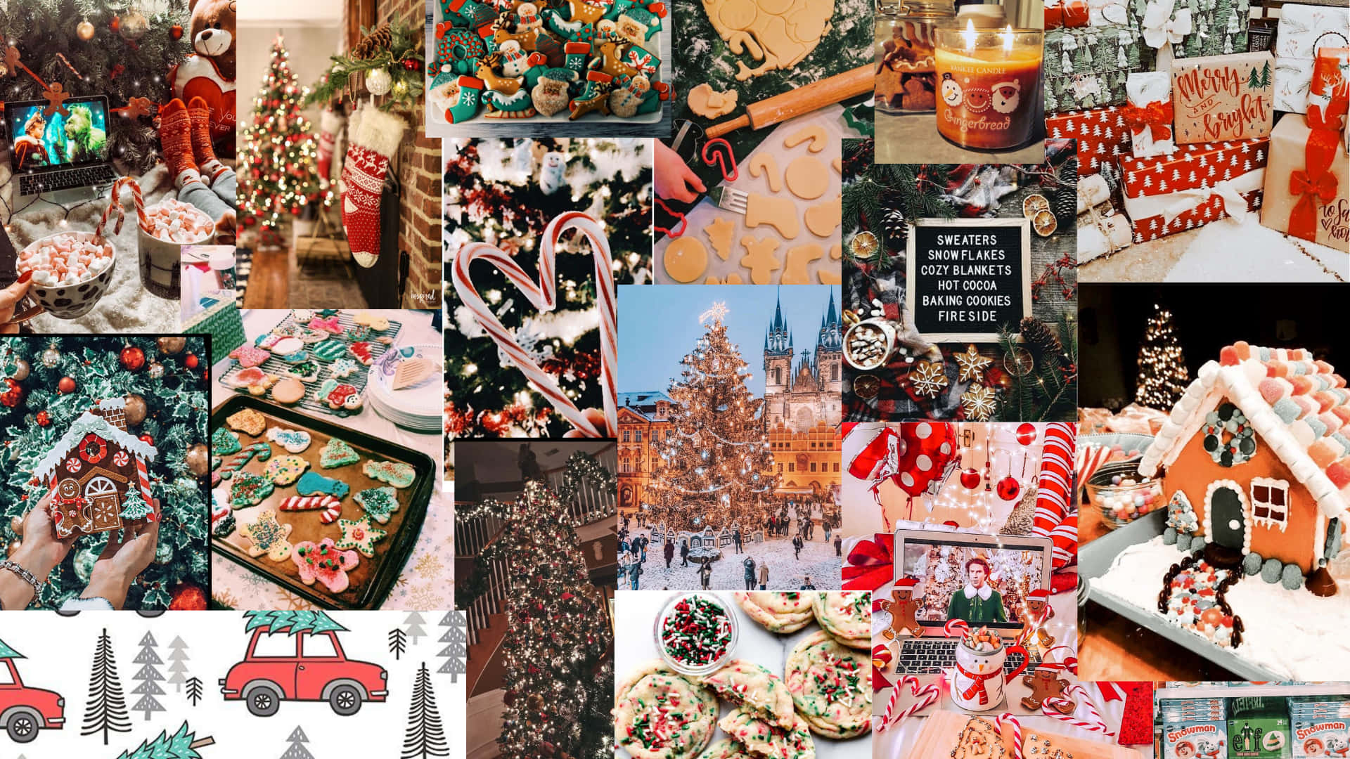 Christmas Collage With Many Pictures Of Cookies And Decorations Wallpaper