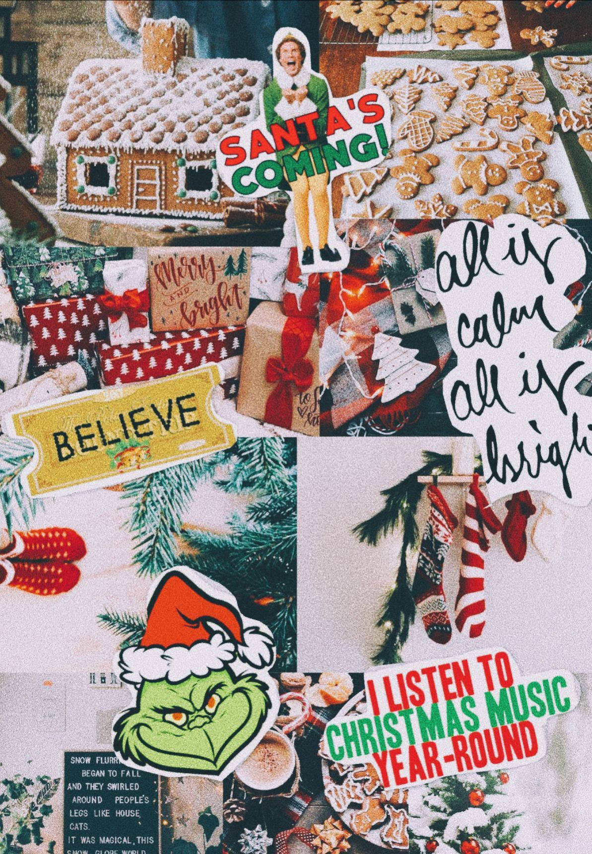 Christmas Collage Stickers Wallpaper