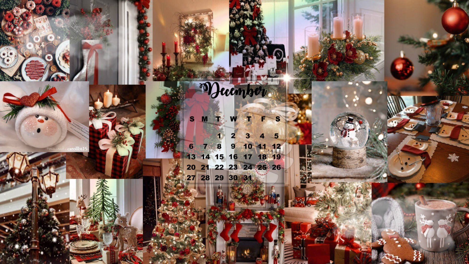 Download Christmas Collage With Calendar Wallpaper 