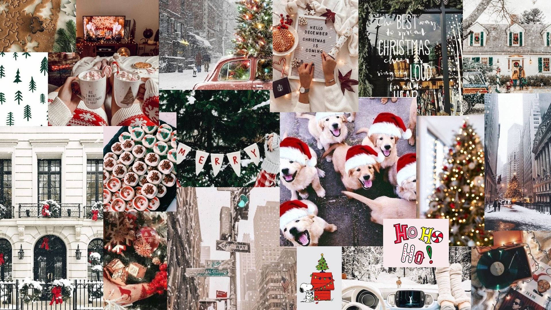 Christmas Collage With Pets Wallpaper