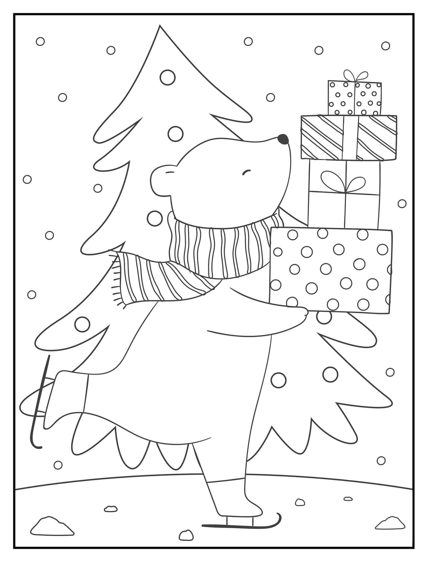 Christmas Coloring Bear Picture