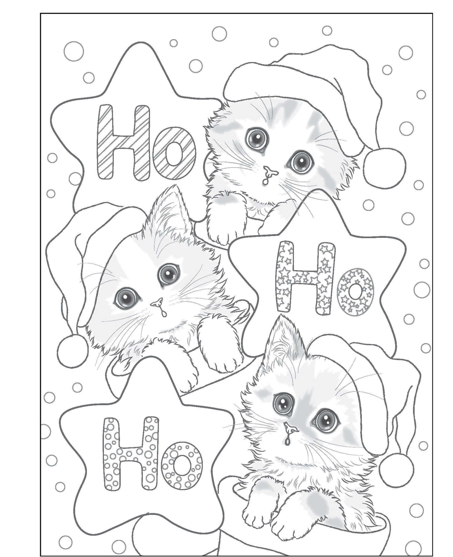 Christmas Coloring Kittens  Picture