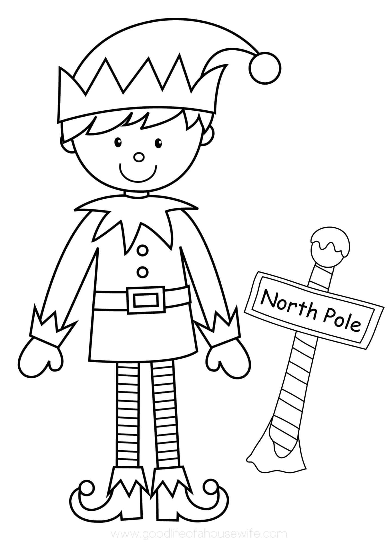 Christmas Coloring Elf Picture