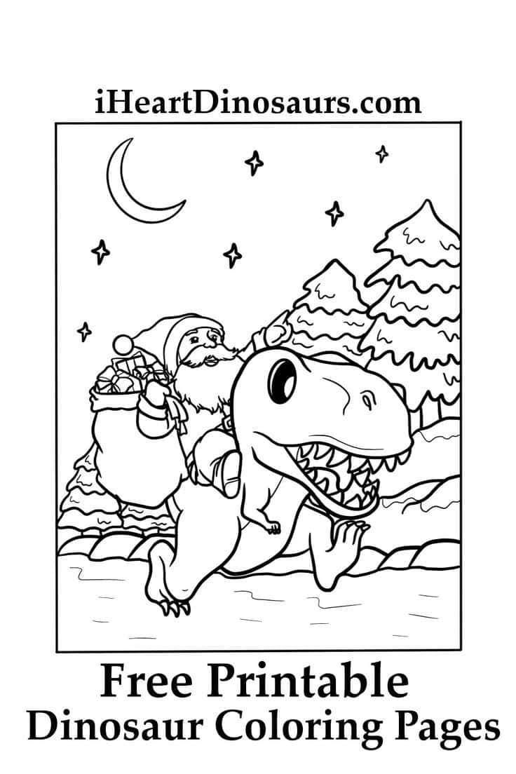Christmas Coloring Dinosaur Picture