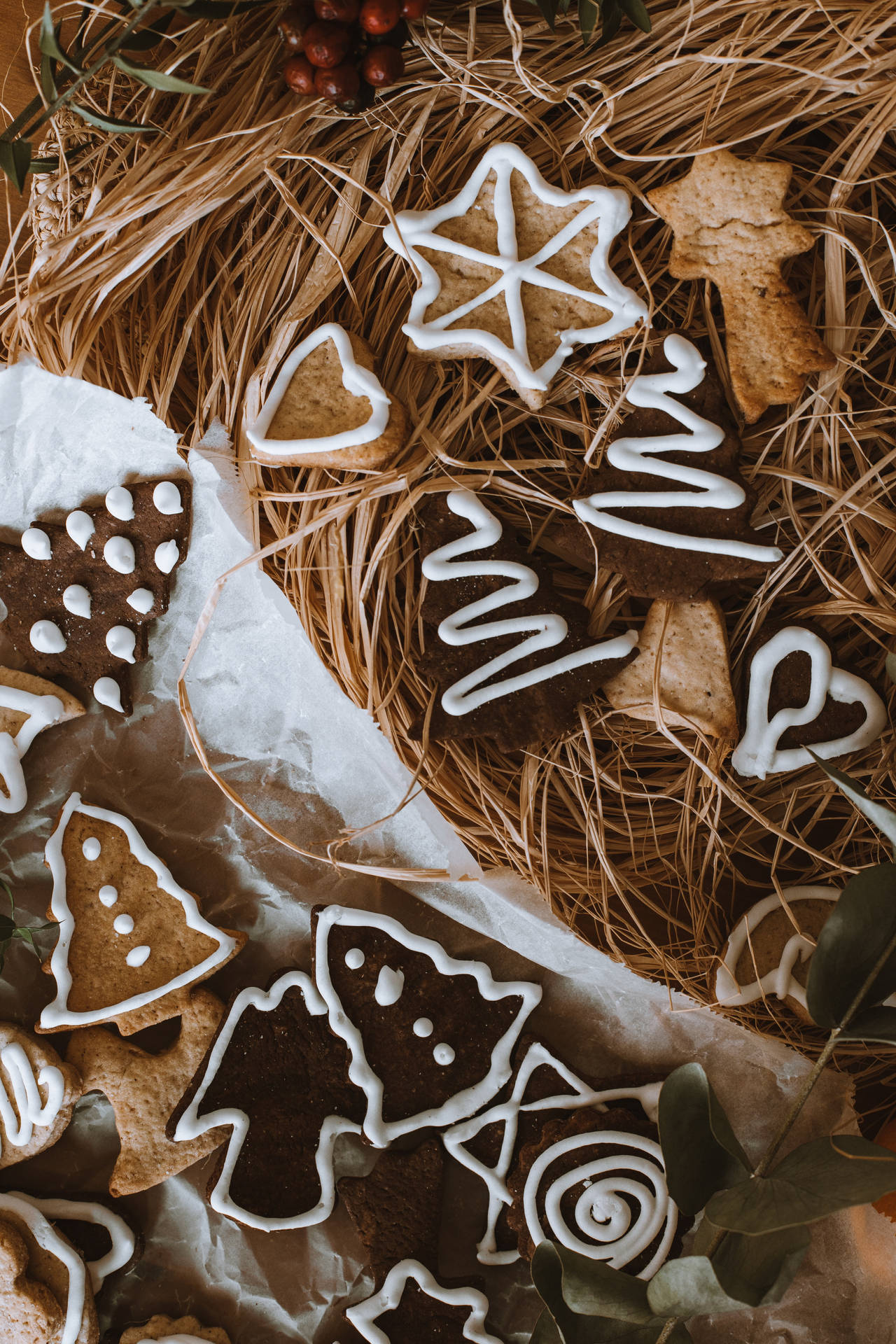 Delightful Christmas Cookies in Manger Wallpaper