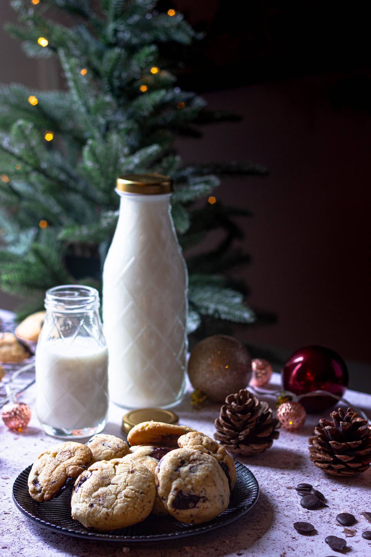 Delectable Christmas Cookies Paired Perfectly with Milk Wallpaper