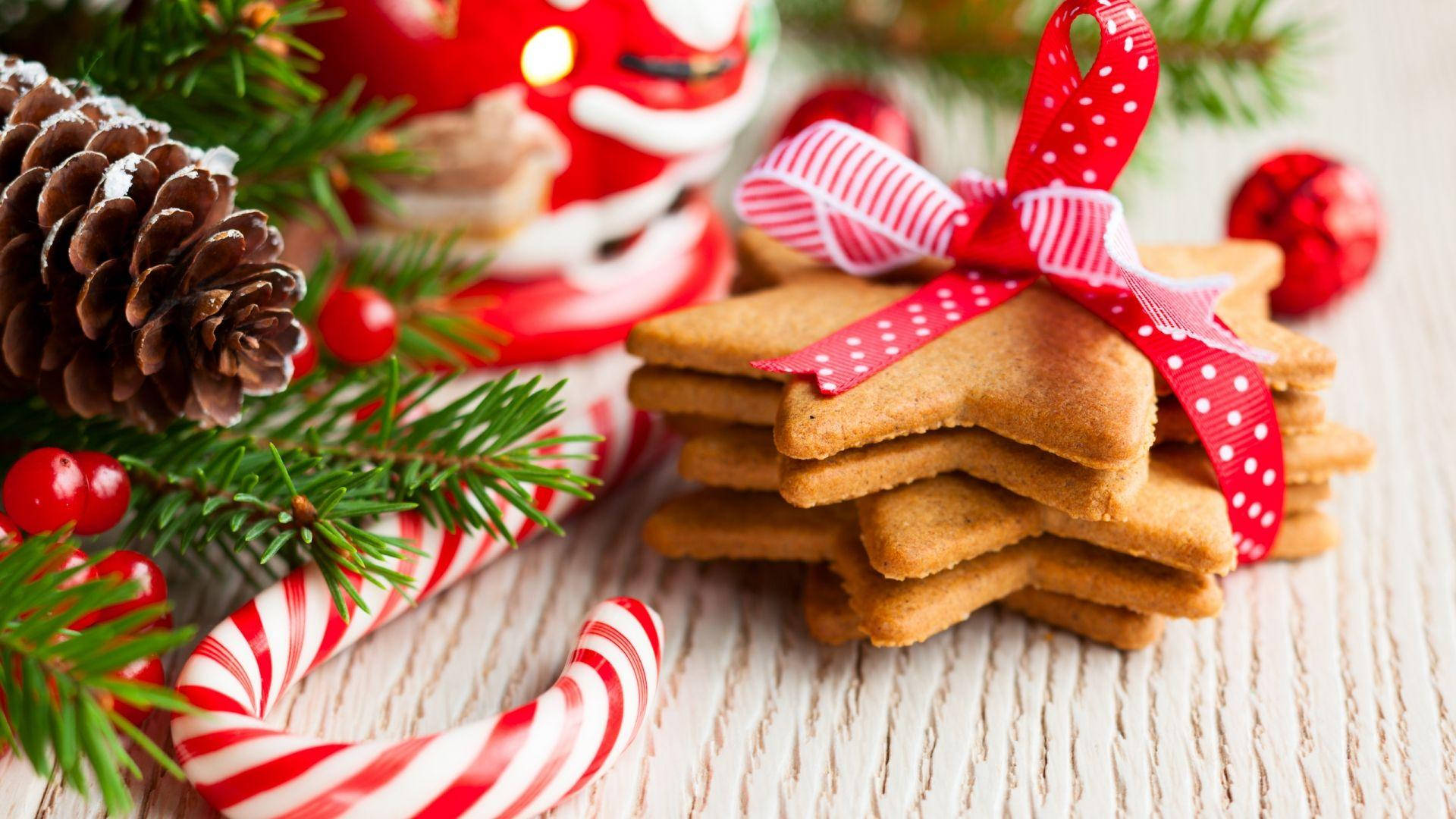 Biscotti Di Natale Nastro Rosso Sfondo