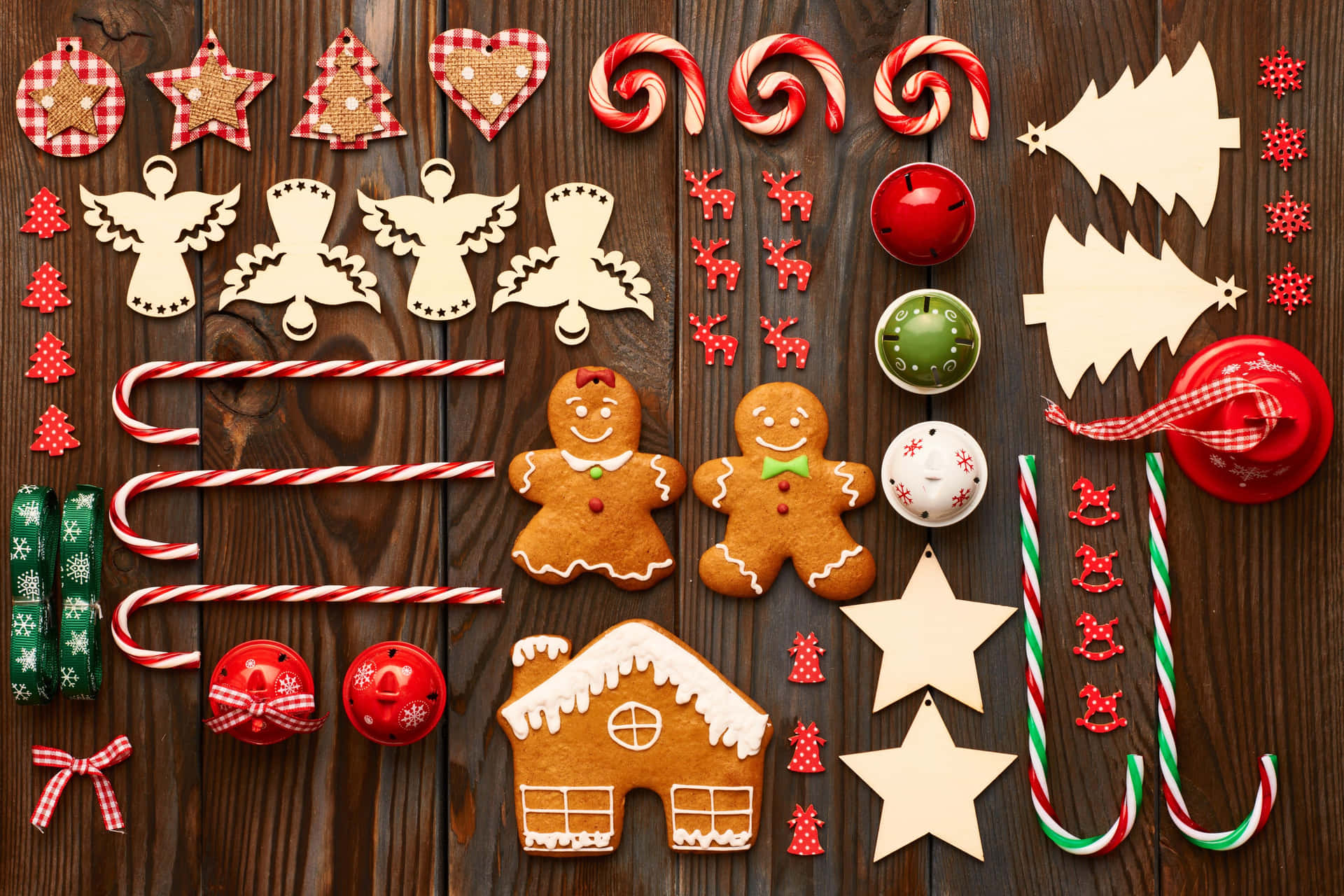 Christmas Cookiesand Decorations Top View Wallpaper