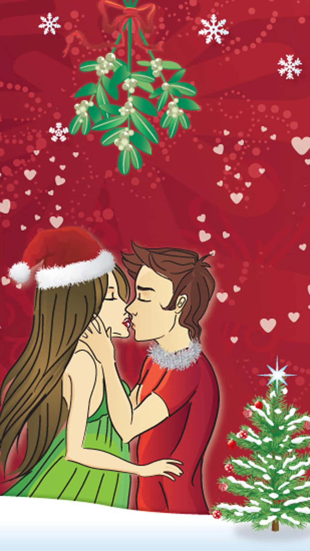 Christmas Couple Cartoon Kissing Pictur Picture