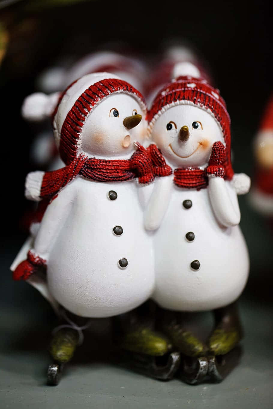 Snowman Figure Christmas Couple Picture