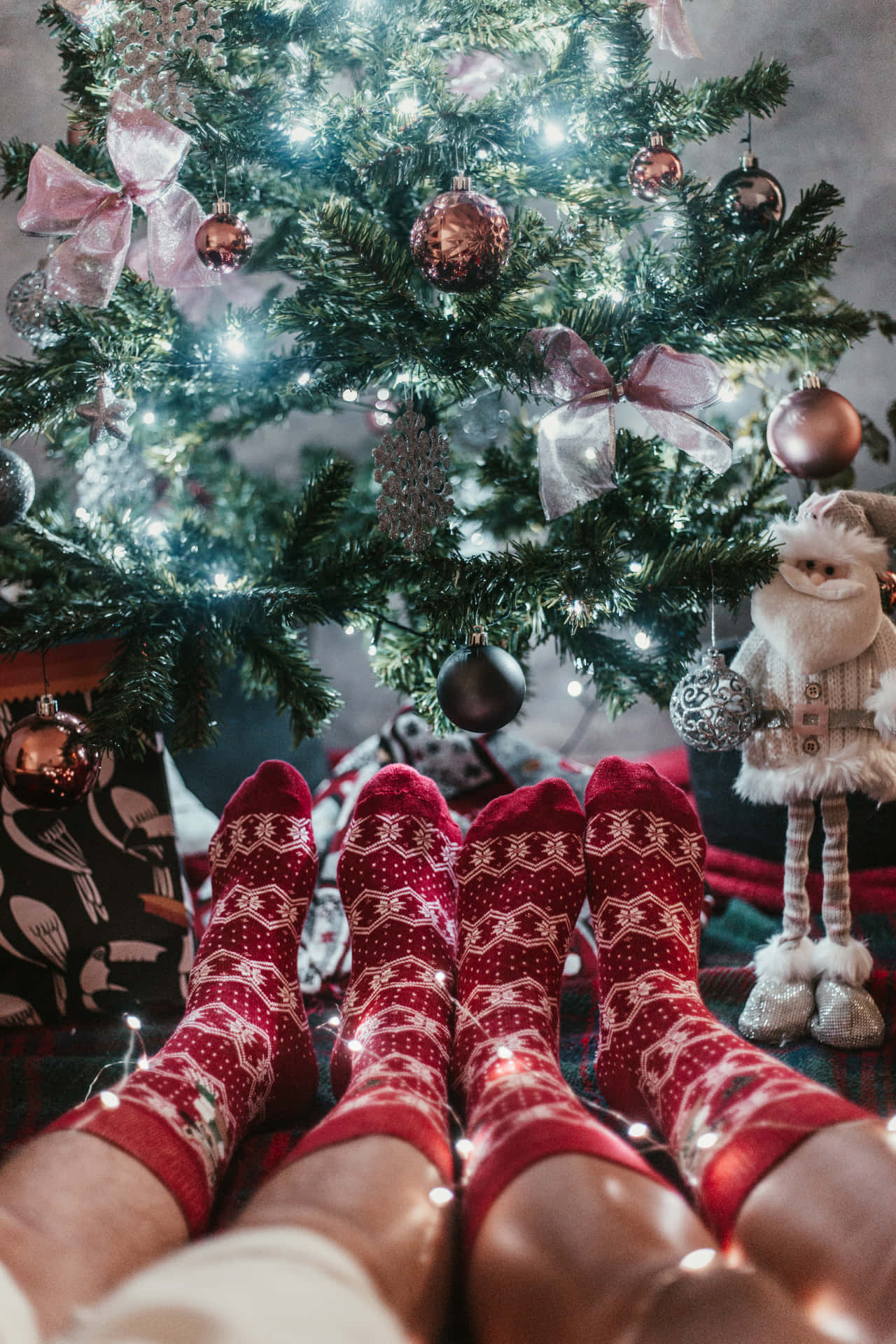 Christmas Couple Red Socks Picture