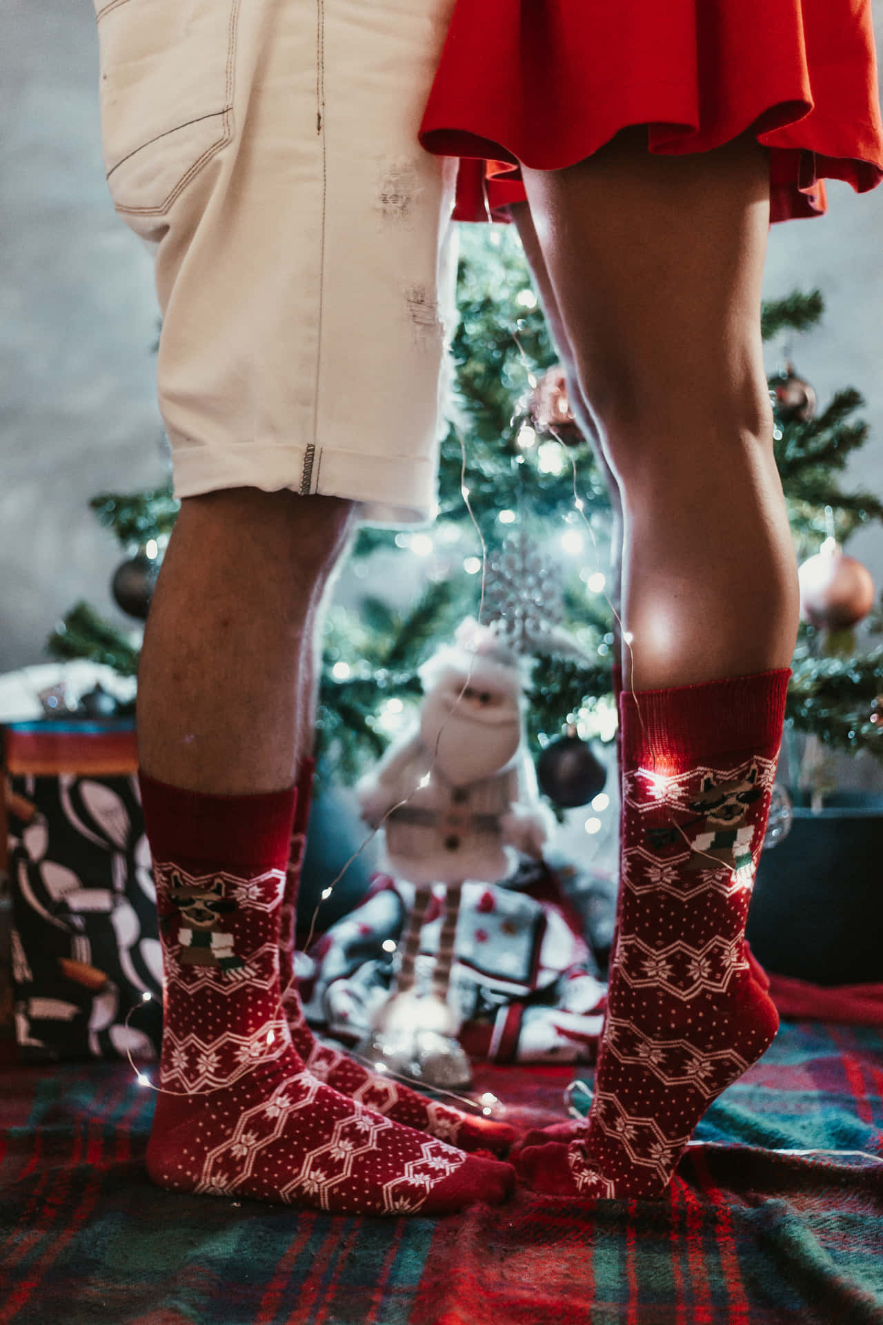 Christmas Couple Wearing Socks Picture