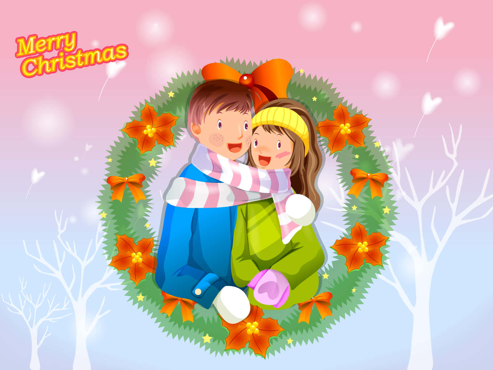 Merry Christmas Couple On Circle Decoration Picture