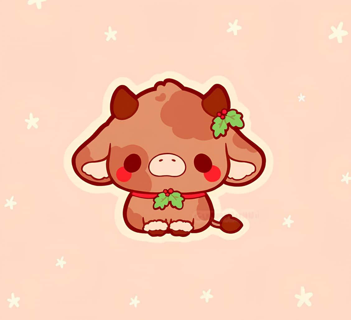 Christmas Cow Cartoon Illustration Wallpaper