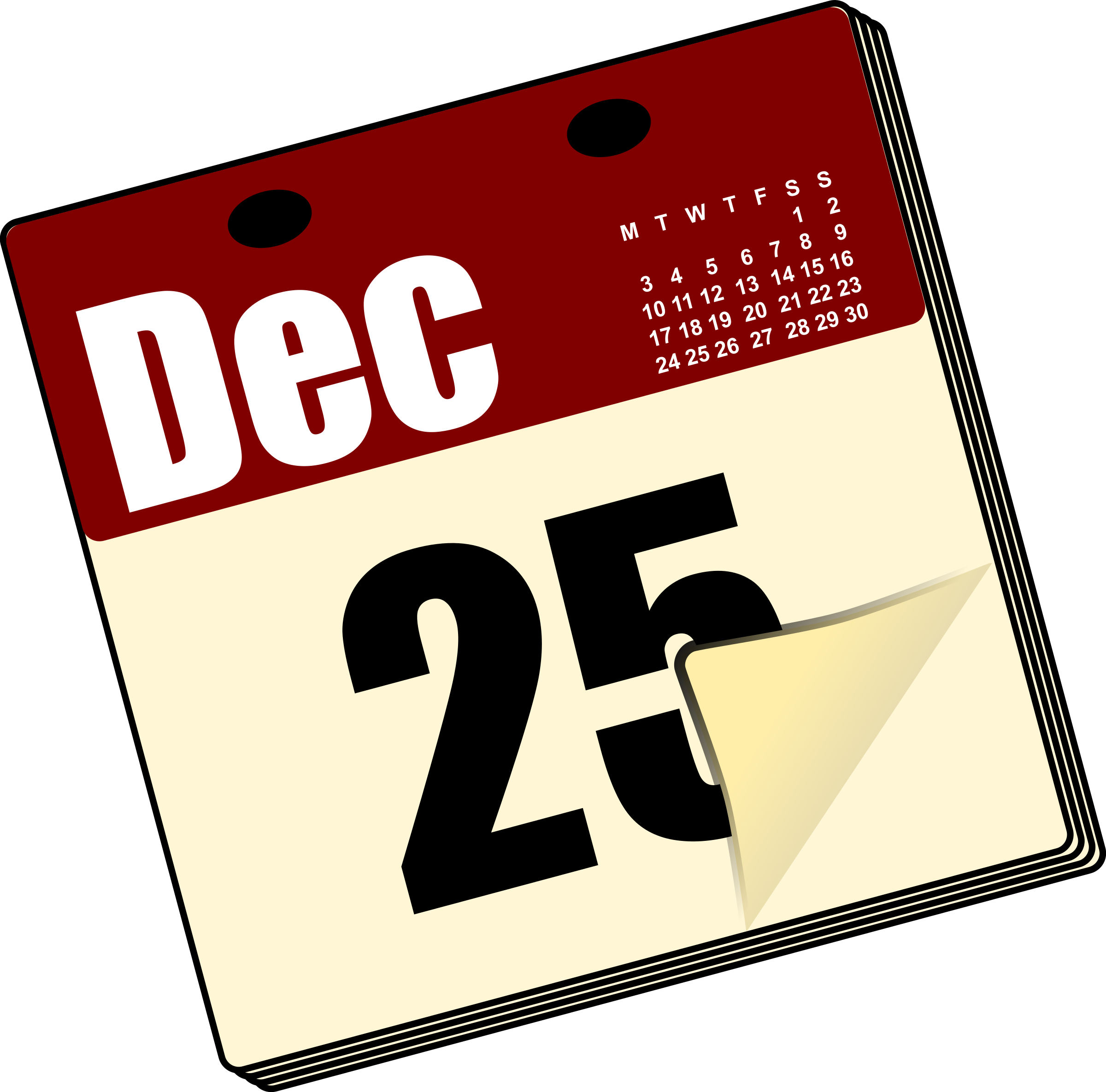 Christmas Day Calendar Clipart PNG